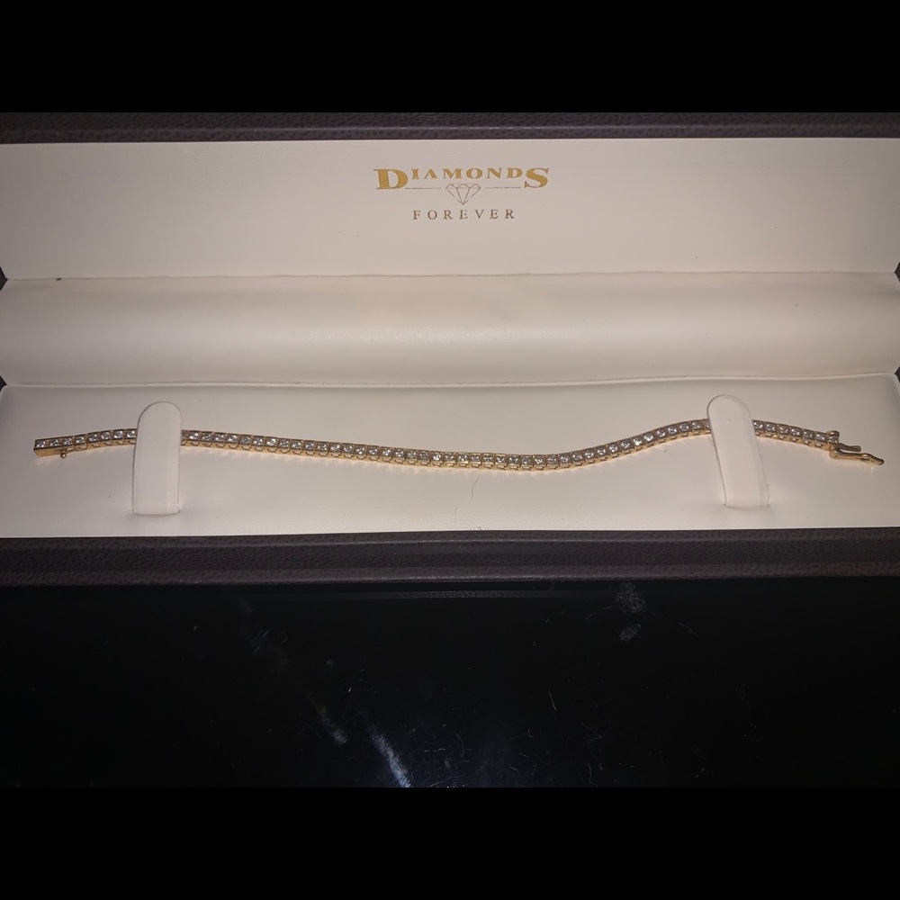10KY 1.5 CT REAL DIAMOND & GOLD BRACELET W/RECEIPT